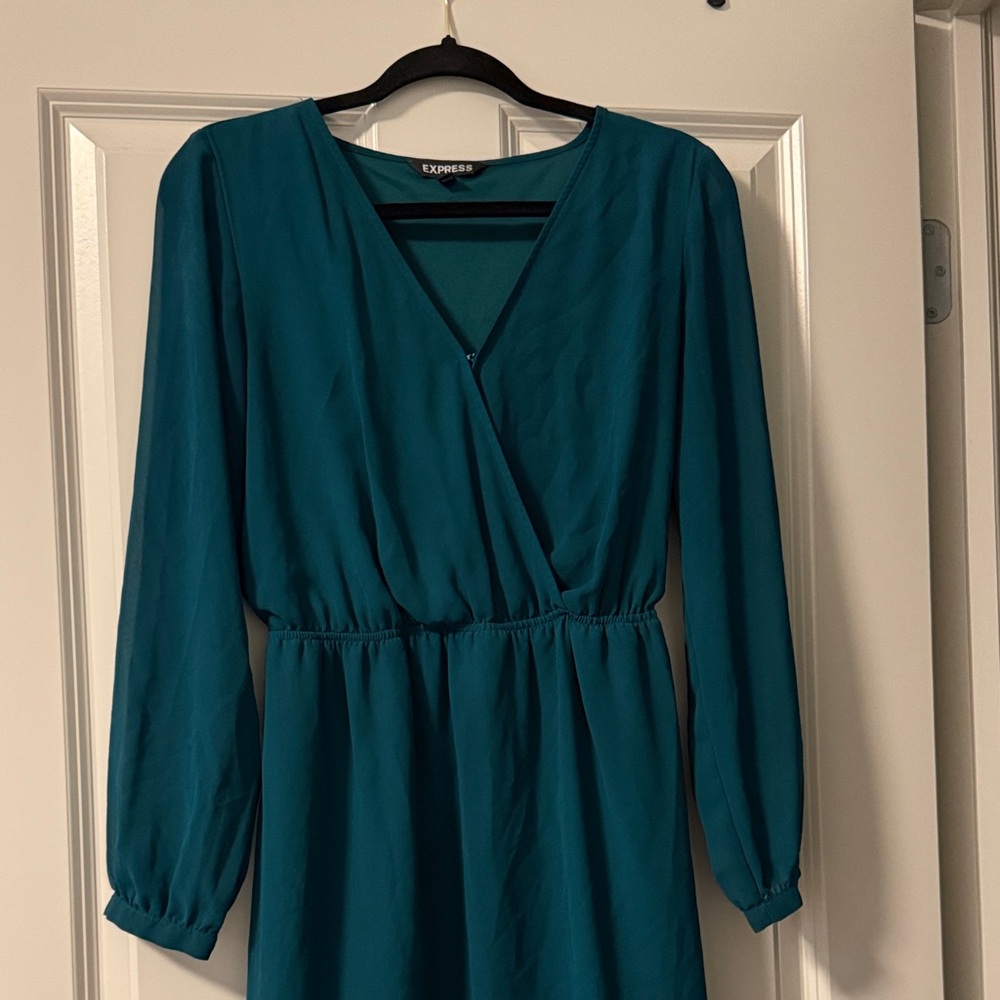 Express Deep Teal Long Sleeve Dress